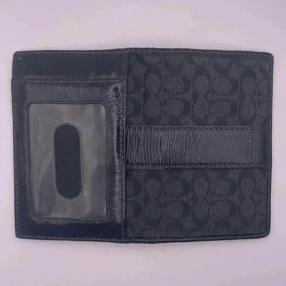 Coach Small Wallet- Black Coach Signature Logo Fabric with Black Patent - Picture 6 of 9